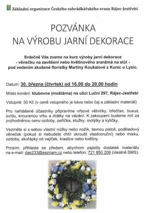 Pozvánka na výrobu jarní dekorace 2